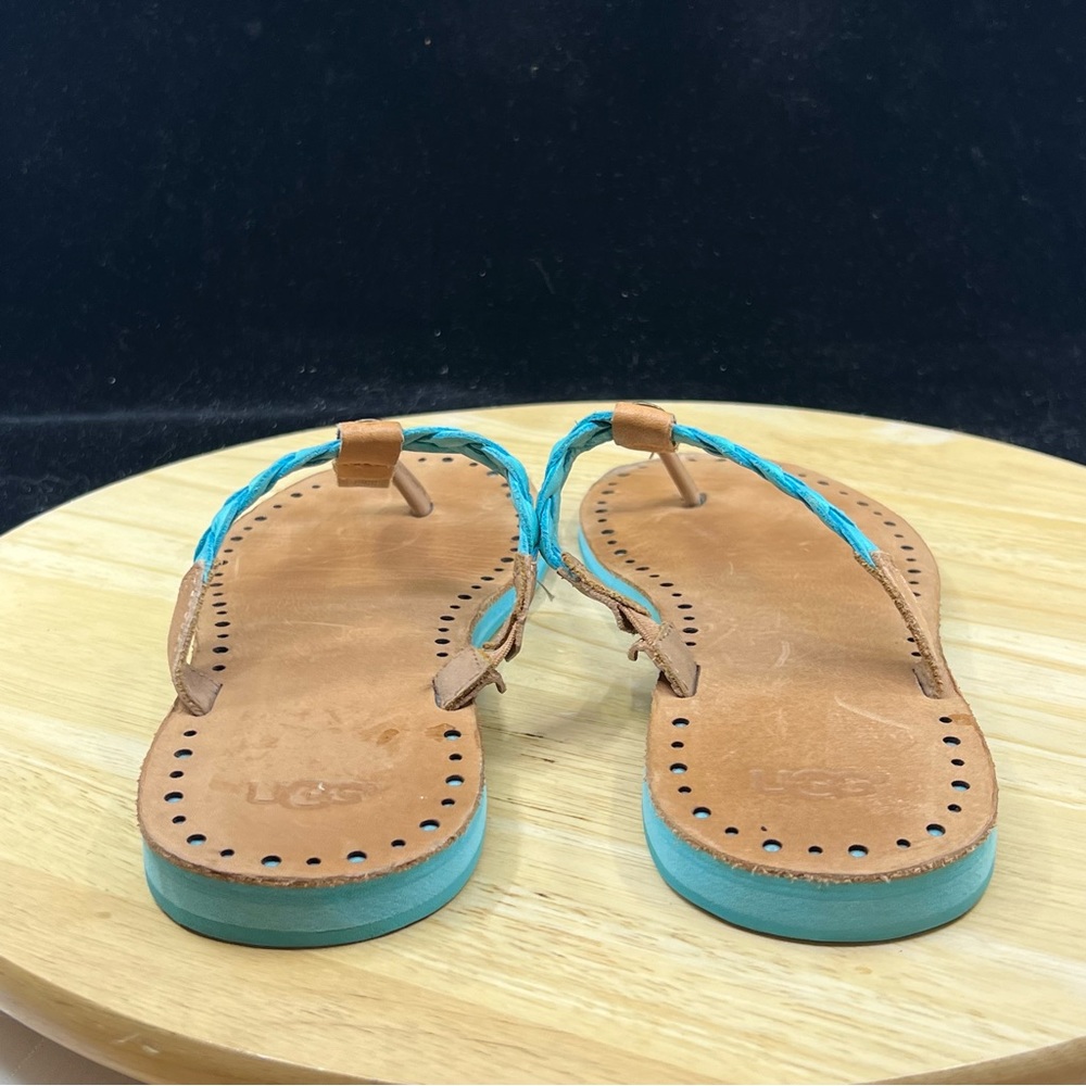UGG Navie Sandals Women’s 8/39 Blue Braided Leather Thong Flip Flop 1004109 - Picture 5 of 9